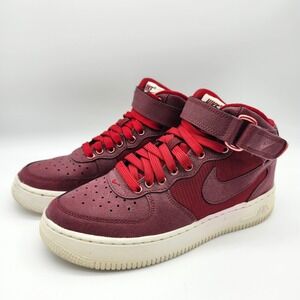 Nike Air Force 1 Mid LV8 Kids Burgundy Red Basketball Sneakers Shoes Sz 4 Youth